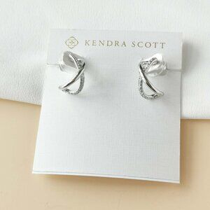 NEW Kendra Scott Annie Infinity Silver White Crystal Earrings